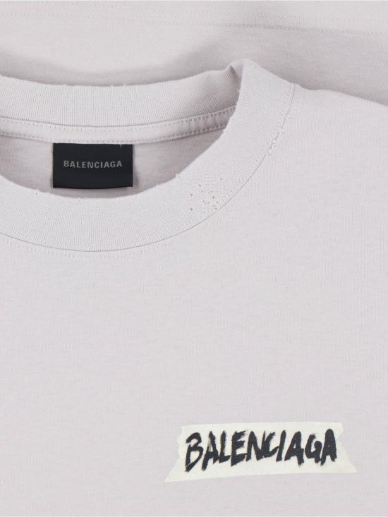  발렌시아가 반팔 티셔츠 마스킹 테이프 티셔츠 크림 - BALENCIAGA