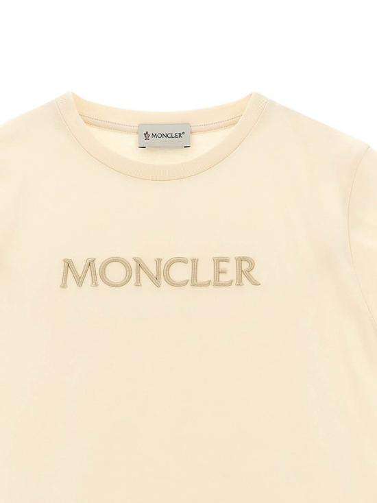  [키즈] 몽클레어 티셔츠 몽클레르 로고 자수 티셔츠 (베이지) - MONCLER