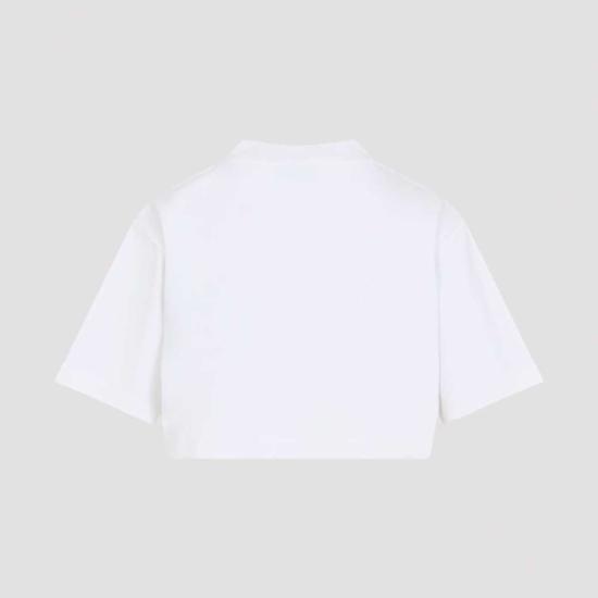  발렌시아가 반팔 티셔츠 크롭 티셔츠 화이트 - BALENCIAGA