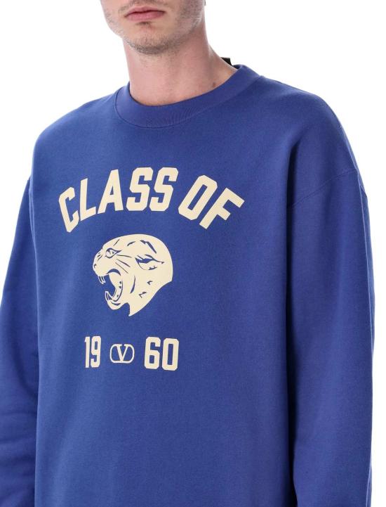  발렌티노 가라바니 긴팔 티셔츠 Valentino Garavani 팬더 프린트 저지 스웨트셔츠 Blu/Burro - VALENTINO GARAVANI