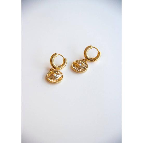  Océanne 이어링 오세안느 스몰 참 후프 라운드 아이즈 오팔