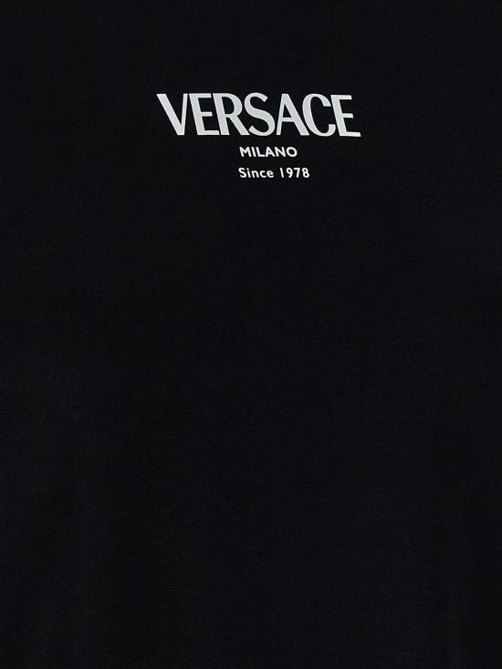  베르사체 반팔 티셔츠 로고 티셔츠 화이트/블랙 - VERSACE