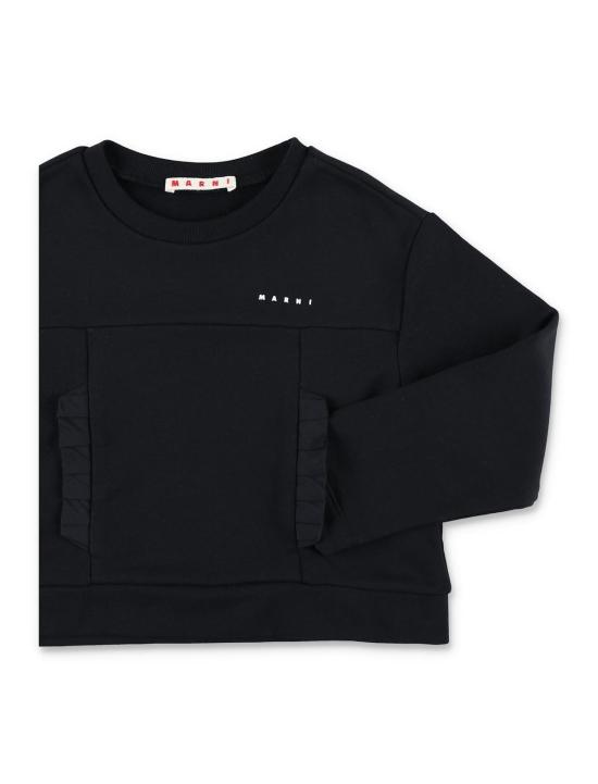  [키즈] 마르니 풀오버 키즈 코튼 로고 스웨트셔츠 블랙 - MARNI