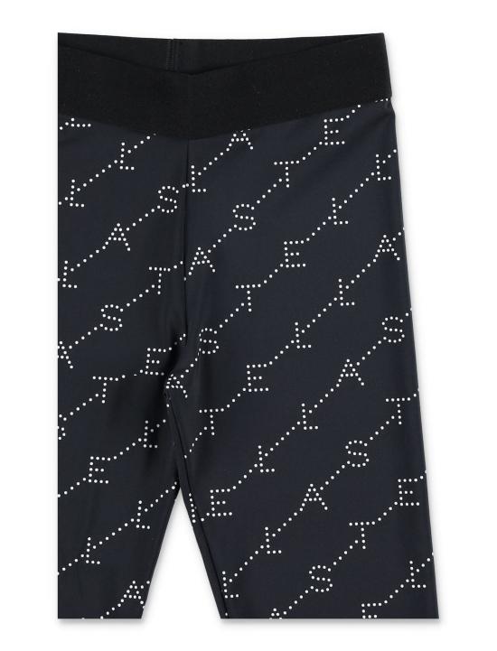  [키즈] 스텔라 맥카트니 트레이닝/조거 팬츠 스텔라 매카트니 아동용 올오버 로고 프린트 레깅스 블랙 - STELLA MCCARTNEY