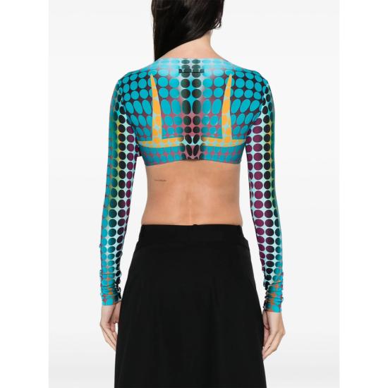  장 폴 고티에 긴팔 티셔츠 폴카 도트 탑 블루/퍼플 - JEAN PAUL GAULTIER