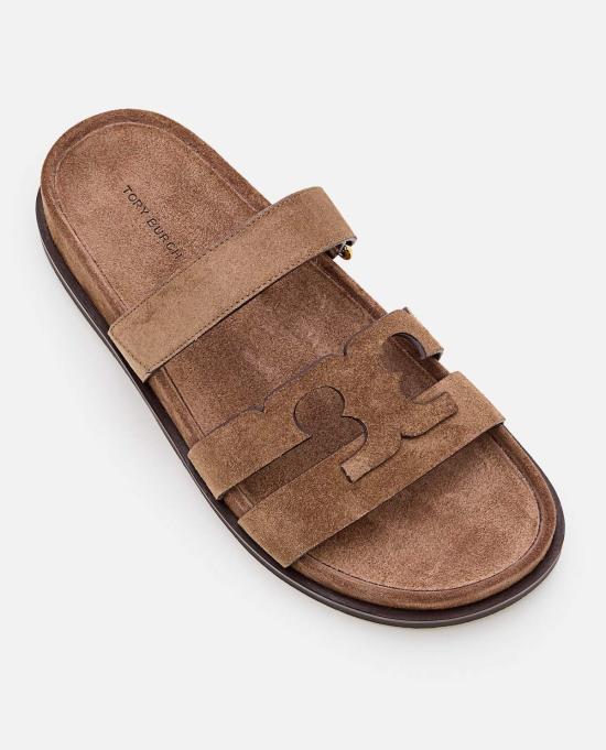  토리버치 뮬/슬리퍼 스포티 이네스 샌들 T 슬라이드 샌들 브라운 - TORY BURCH