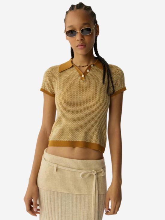  게스트 인 레지던스 스웨터 피케 슈렁큰 폴로  스웨이드 콤보 - GUEST IN RESIDENCE