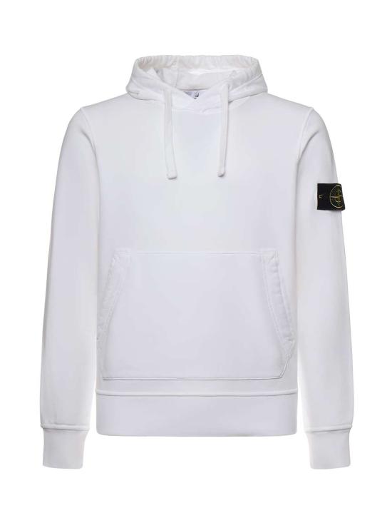  스톤 아일랜드 긴팔 티셔츠 코튼 로고 스웨트셔츠 화이트