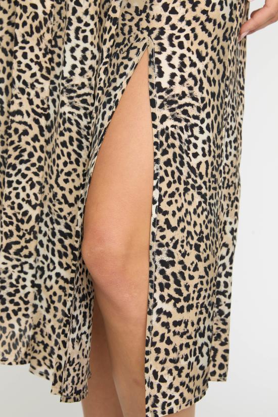  카바예로 미디 스커트 황금 표범 무늬 스커트를 입은  글렌다 - CABALLERO