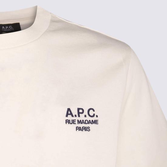  아페쎄 반팔 티셔츠 A.P.C. 면 티셔츠 화이트/다크 네이비 - A.P.C.