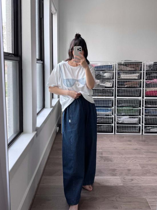  Nikki Chasin 반팔 티셔츠 니키 체이신 플로리다 우먼 아플리케 티셔츠 화이트/글래스 슬리퍼 - OTHER BRANDS