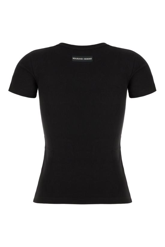 26FW 마린세르 문 로고 저지 베이비핏 티셔츠 WTT012ACJER0008 BK99 BLACK - MARINE SERRE