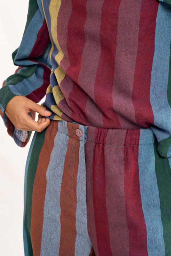  RUJUTA SHETH 팔라초 팬츠 루주타 셰스 봄베이 하이픈 스트라이프 - RUJUTA SHETH