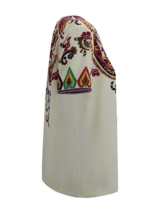  에트로 반팔 티셔츠 페이즐리 프린트 티셔츠 화이트 - ETRO