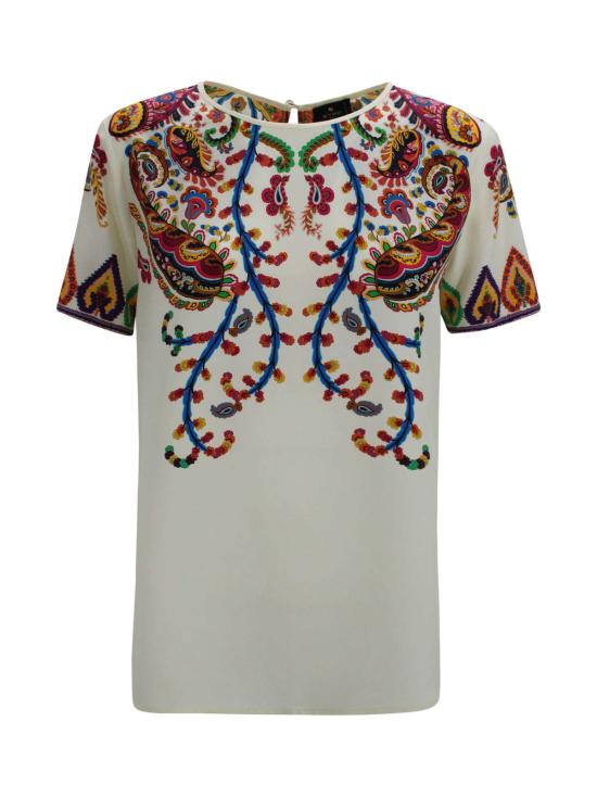  에트로 반팔 티셔츠 페이즐리 프린트 티셔츠 화이트