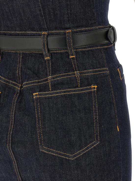  셀프 포트레이트 미디 원피스 인디고 데님 미디 드레스 블루 - SELF PORTRAIT