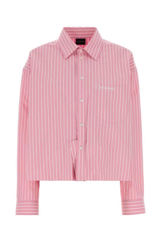  발렌시아가 셔츠 자수 포플린 오버사이즈 셔츠 핑크/화이트