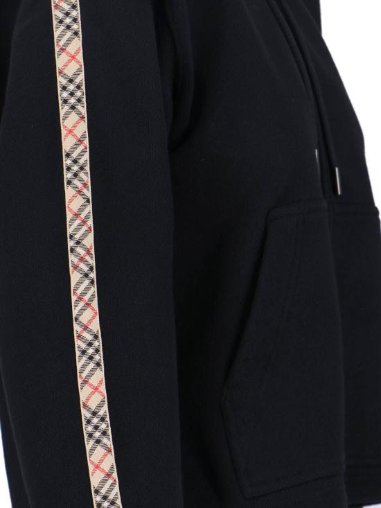  버버리 스웨터 체크 후드티 블랙 - BURBERRY