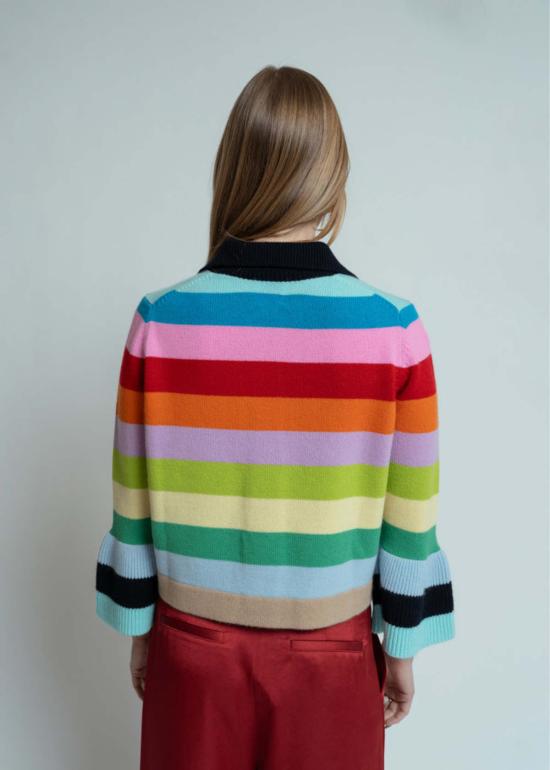  얼루드 가디건 알루드 오리지널 스트라이프 칼라 캐시미어  멀티컬러 - ALLUDE