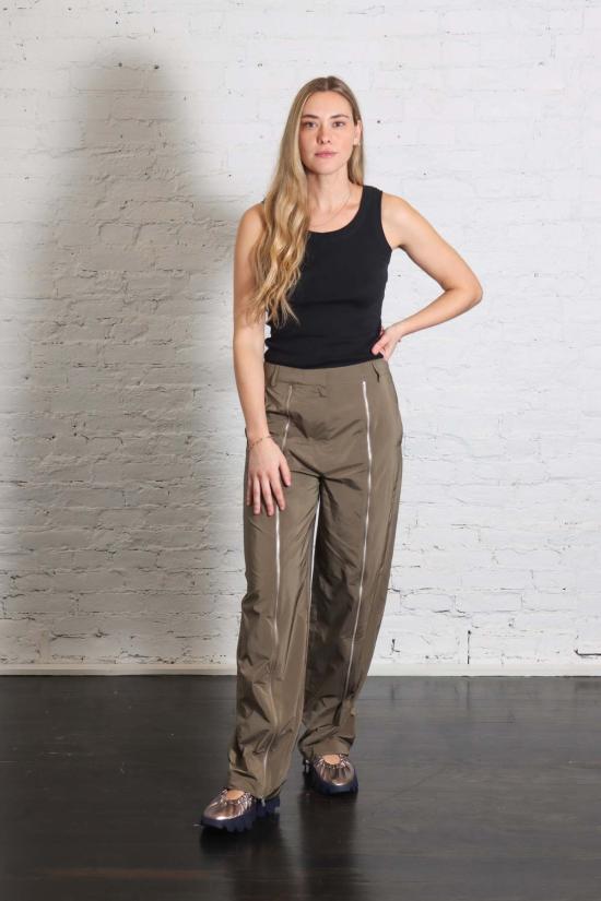  티비 스트레이트 팬츠 나일론 지퍼 바지 - TIBI