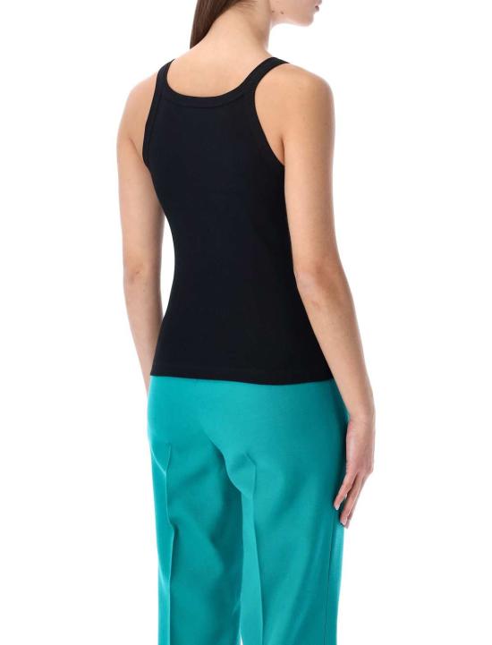  펜디 블라우스 코튼 립 슬리브리스 탑 블랙 - FENDI