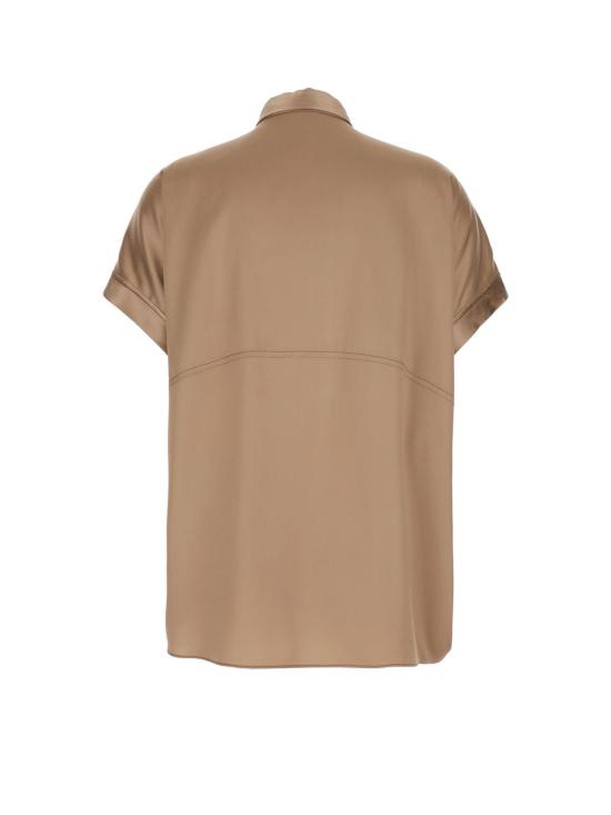  브루넬로 쿠치넬리 폴로 티셔츠 실크 블렌드 셔츠 프랄린 - BRUNELLO CUCINELLI