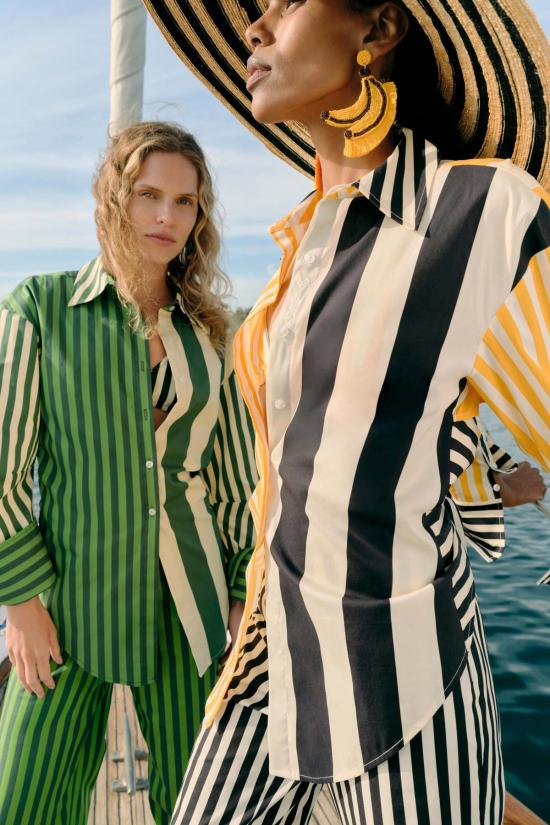  사이먼밀러 셔츠 사이먼 밀러 로크 포플린 버튼업  선골드 스트라이프 콤보