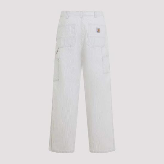  칼하트 스트레이트 팬츠 카하트 머서 싱글 니  머서 스트라이프 그래파이트 왁스 - CARHARTT