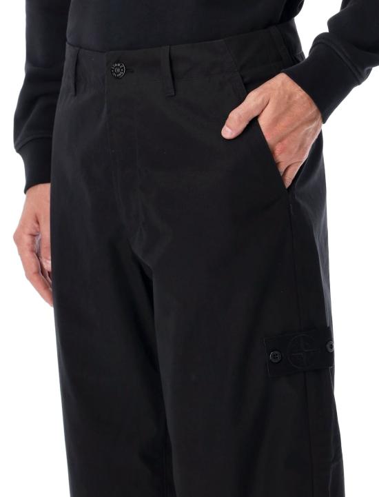  스톤 아일랜드 치노 팬츠 고스트 방수 코튼 캔버스  블랙 - STONE ISLAND