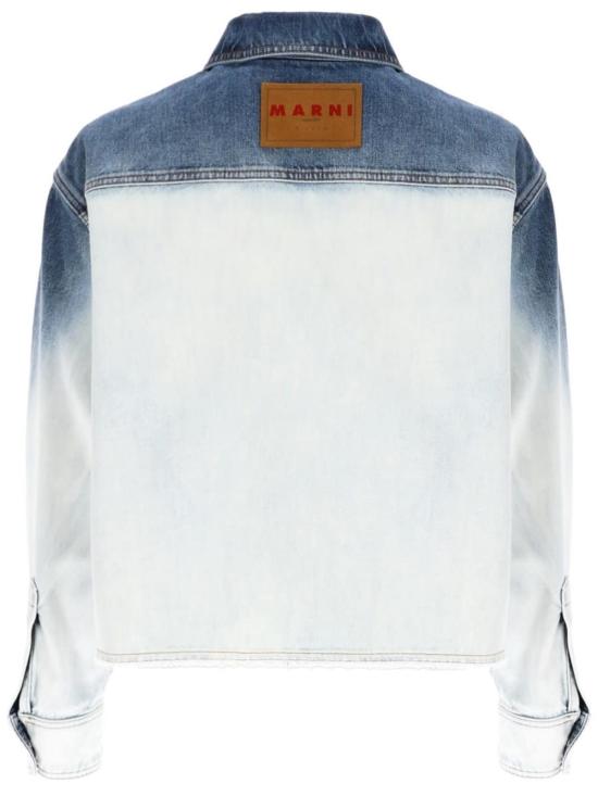  마르니 데님 셔츠 로고 자수 셔츠 (화이트) - MARNI