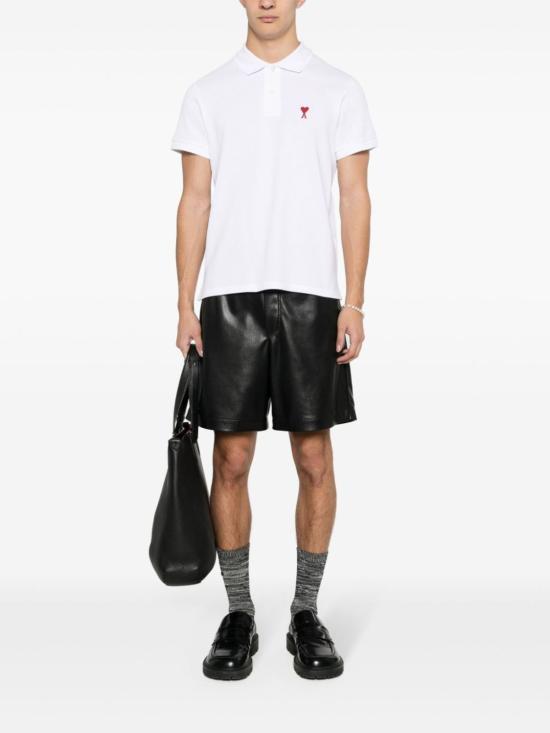  아미 폴로 티셔츠 Ami Alexandre Mattiussi Ami De Coeur 코튼 폴로 셔츠 화이트 - AMI