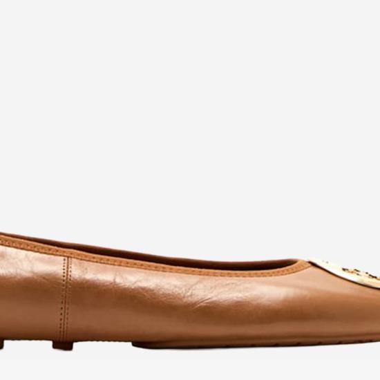  토리버치 플랫 슈즈 레바 나파 가죽 발레리나 플랫 브라운 - TORY BURCH