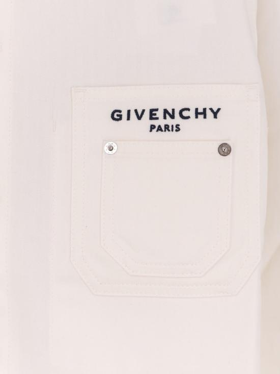 지방시 데님 자켓 데님 재킷, 앞면에 아이코닉한 레터링 로고 장식, 화이트 색상 - GIVENCHY
