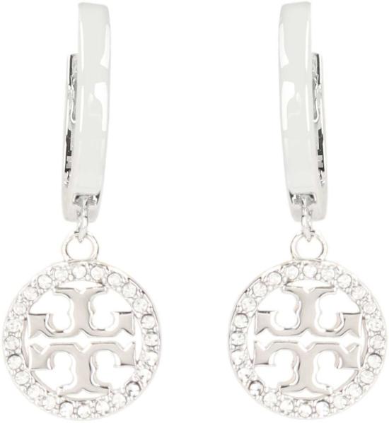  토리버치 이어링 토리 버치 밀러 로고 후프  토리 실버/크리스탈 - TORY BURCH