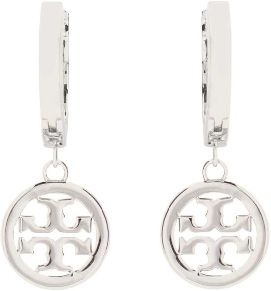 토리버치 이어링 토리 버치 밀러 로고 후프  토리 실버/크리스탈 - TORY BURCH