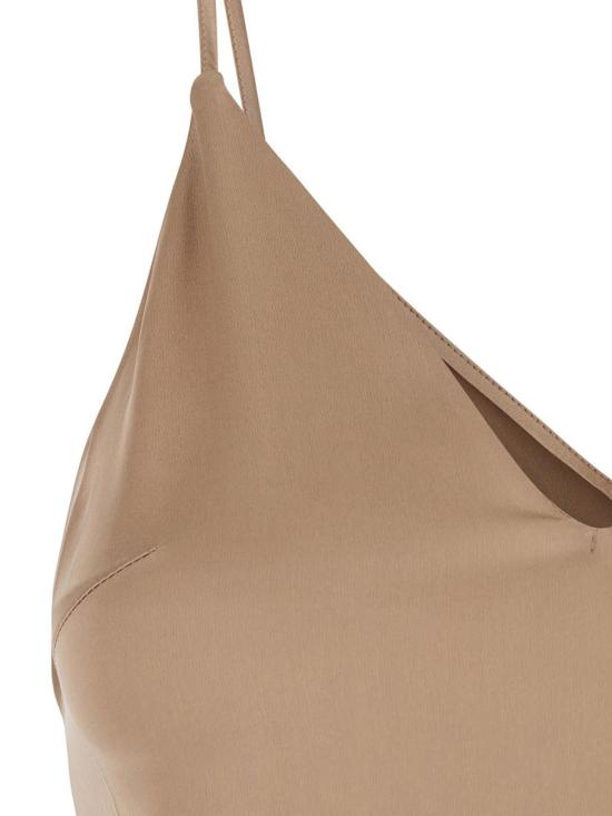  브루넬로 쿠치넬리 블라우스 Brunello Cucinelli 스트레치 실크 탑 프랄린 - BRUNELLO CUCINELLI