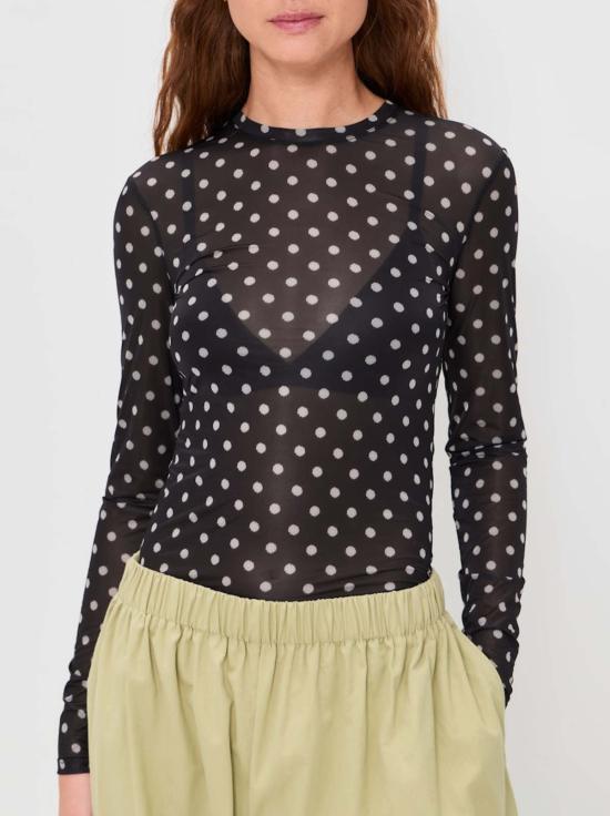  가니 긴팔 티셔츠 Ganni 쉬어 저지 롱슬리브 도트 탑