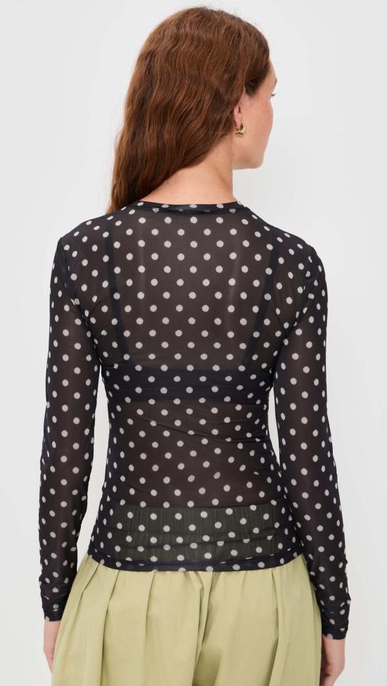  가니 긴팔 티셔츠 Ganni 쉬어 저지 롱슬리브 도트 탑 - GANNI