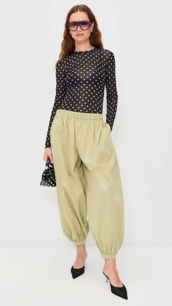  가니 긴팔 티셔츠 Ganni 쉬어 저지 롱슬리브 도트 탑 - GANNI