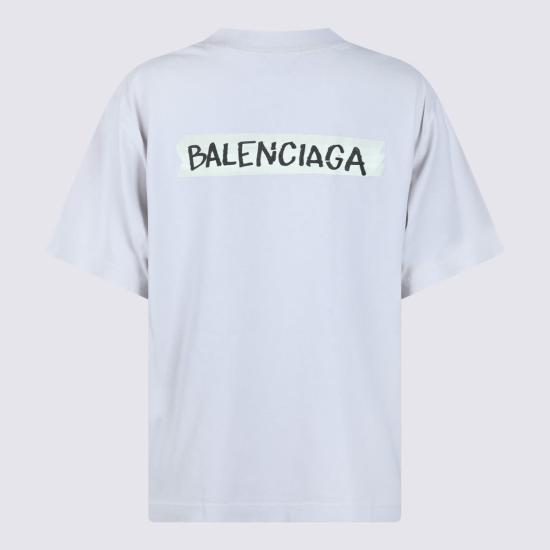  발렌시아가 반팔 티셔츠 코튼 티셔츠 더티 화이트 - BALENCIAGA