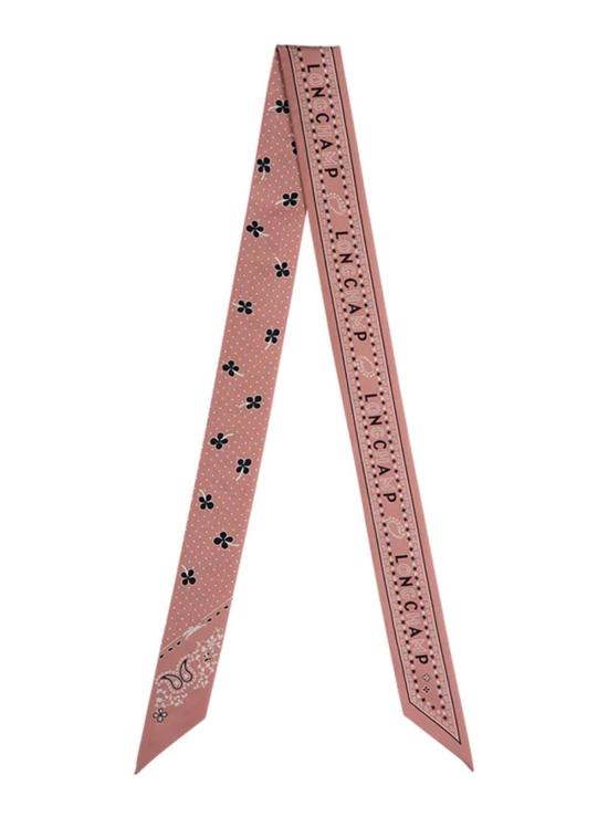  롱샴 머플러/스카프 페이즐리 무늬와 꽃무늬 프린트 실크 핑크 스카프