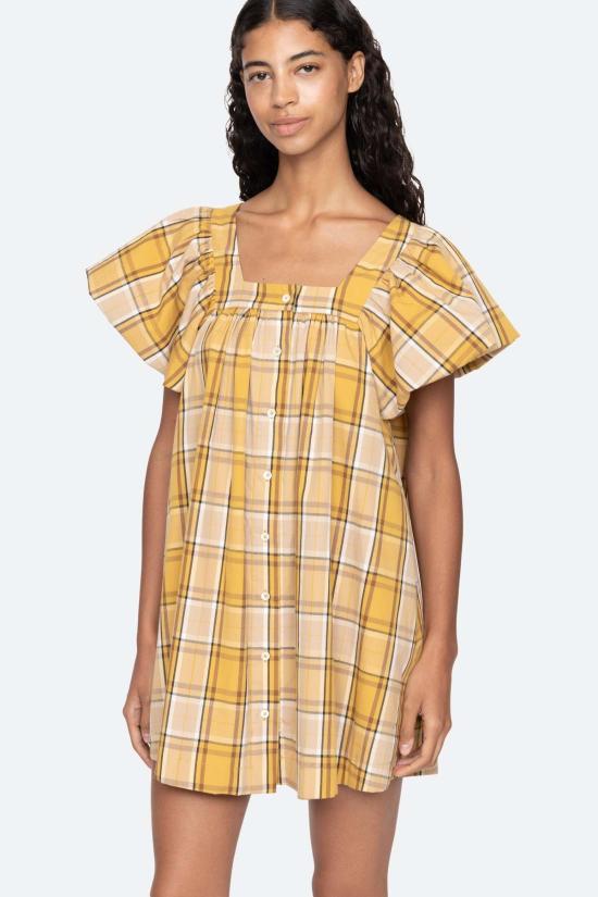  씨뉴욕 숏 원피스 Sea Ny Copeland 미니 드레스 옐로우 체크 - SEA NY