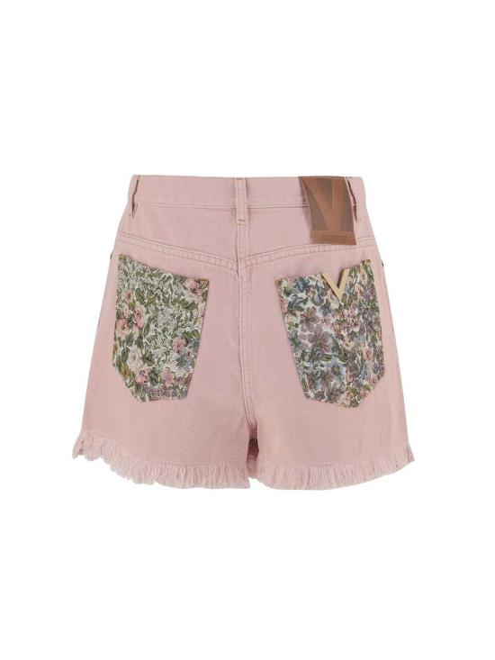  발렌티노 가라바니 데님 숏팬츠 발렌티노 , 올풀림 디테일, 올드 로즈 색상 - VALENTINO GARAVANI
