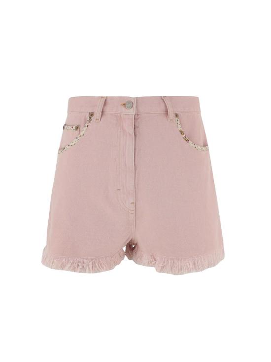  발렌티노 가라바니 데님 숏팬츠 발렌티노 , 올풀림 디테일, 올드 로즈 색상