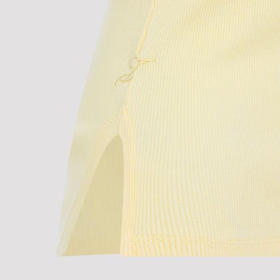  자크뮈스 민소매 티셔츠 르 마르셀 롱 카레 탑 라이트 옐로우 - JACQUEMUS