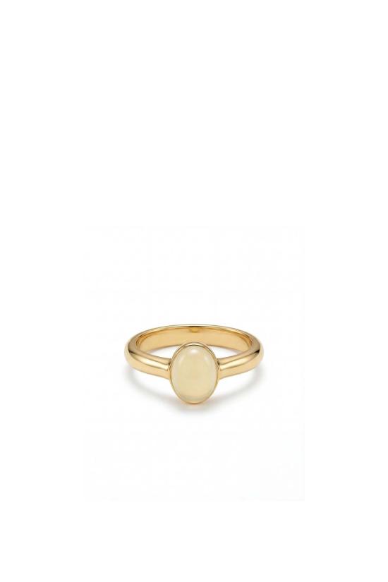  세레 반지 할로 화이트 캘세도니 카보숑 링