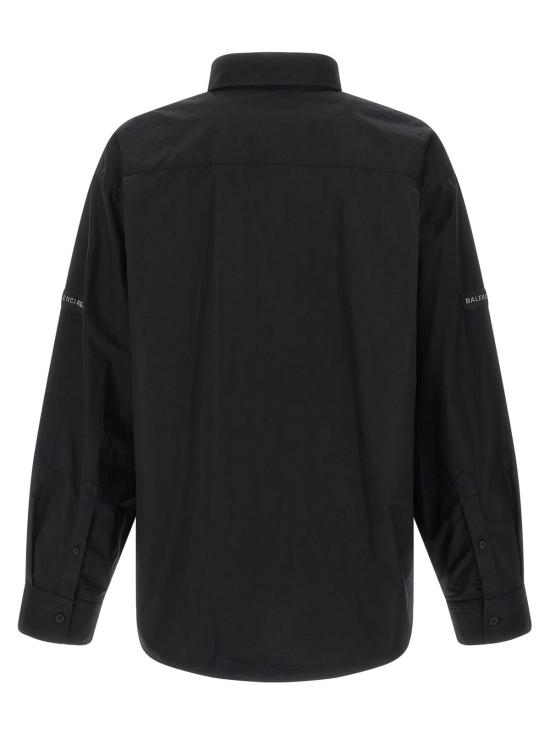  발렌시아가 긴팔 셔츠 로고 패치 셔츠 블랙 - BALENCIAGA