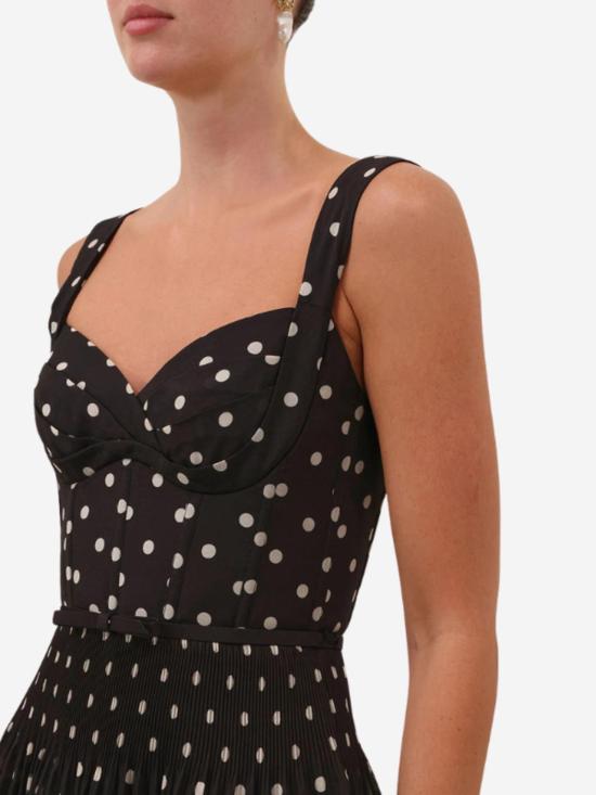  짐머만 숏 원피스 플리츠 드레이프 미니 드레스 블랙 도트 - ZIMMERMANN
