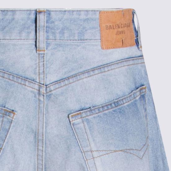  발렌시아가 데님 스커트 코튼  더티 라이트 블루 - BALENCIAGA