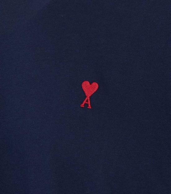  아미 반팔 티셔츠 Ami Alexandre Mattiussi Ami De Coeur 티셔츠 블루 - AMI